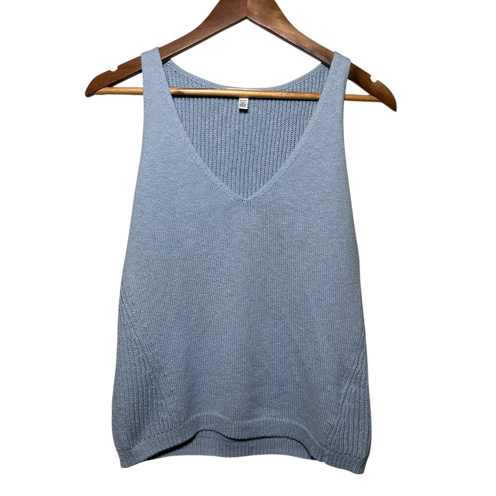 Splendid Collection Blue Knit V-Neck Tank Top 100% Cotton Women's Small Soft